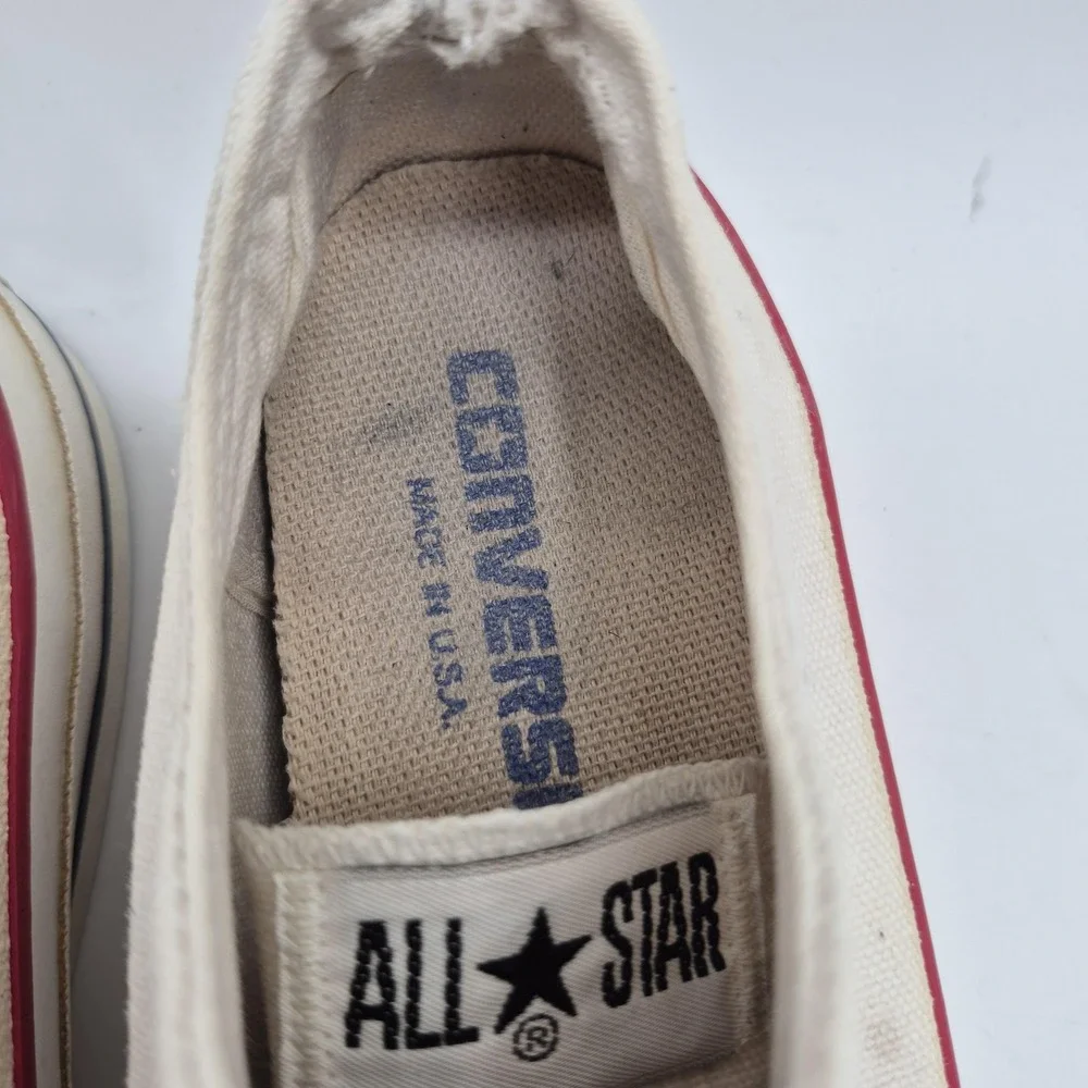 VINTAGE Converse All Star Shoes Mens Size 5‎ Off White Low Top Made in USA 90s